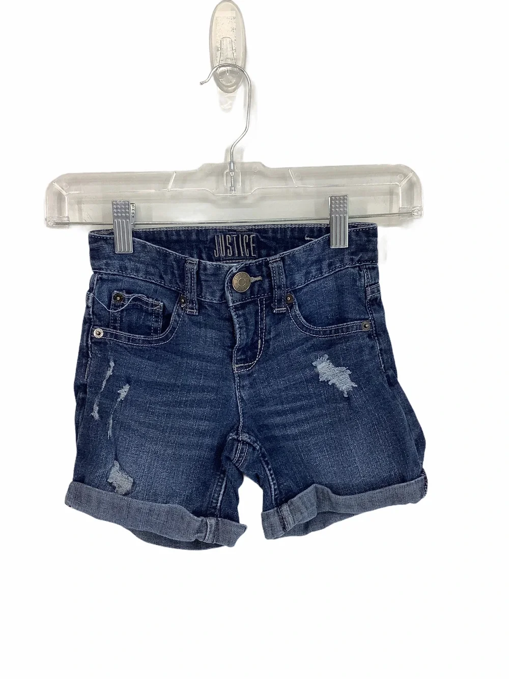 Justice Medium Wash Distressed Denim Jean Shorts 7